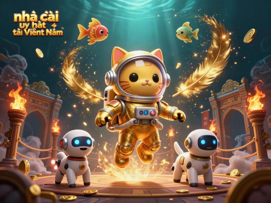 Engage with nhà cái uy tín tại Việt Nam through exciting gaming dynamics in a vibrant 3D illustration.