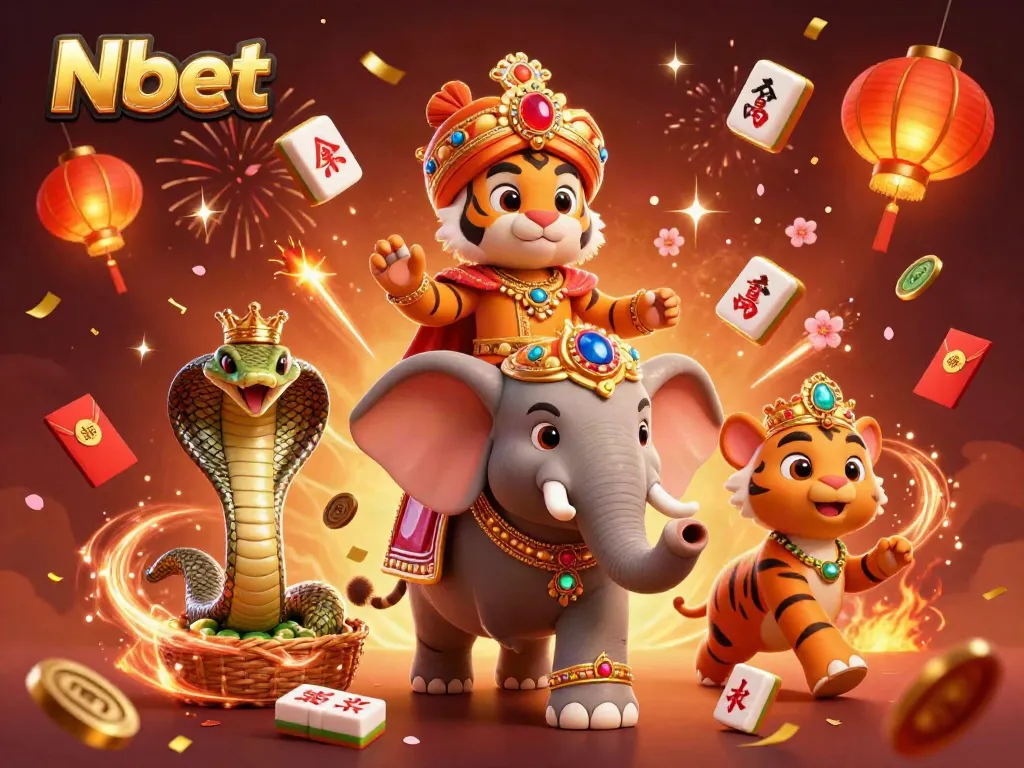 Nbet enhances gaming with a vibrant 3D illustration featuring a majestic maharaja tiger riding an elephant.