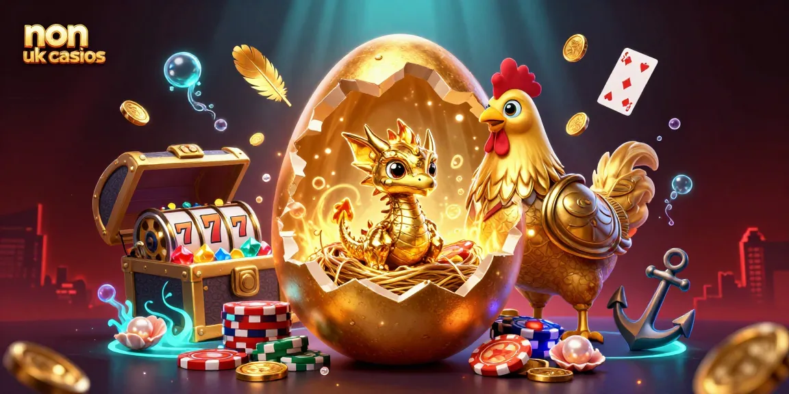 Experience thrilling non UK casinos with golden dragon and poker chips in a vibrant underwater scene.