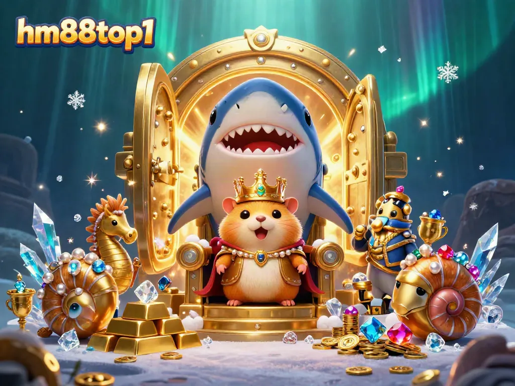 Experience thrills at hm88top1 with a fierce golden hamster king in a treasure-filled underwater kingdom.