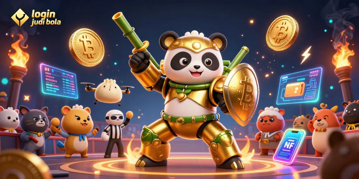 Place bets strategically on login judi bola with exciting visuals of 3D cartoon panda and coins.