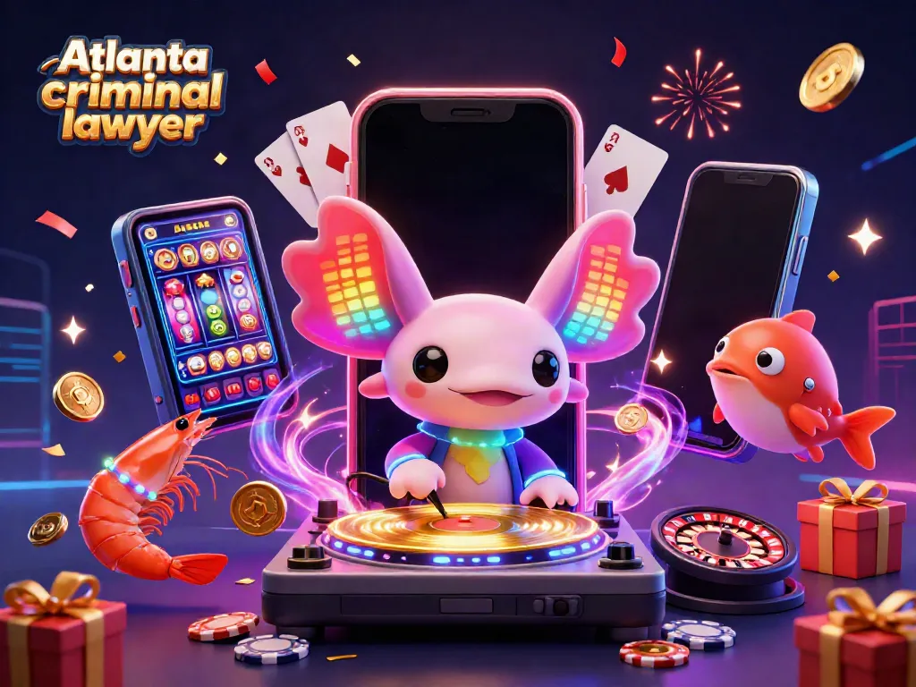 Atlanta criminal lawyer animated illustration engaging players with vibrant casino elements.