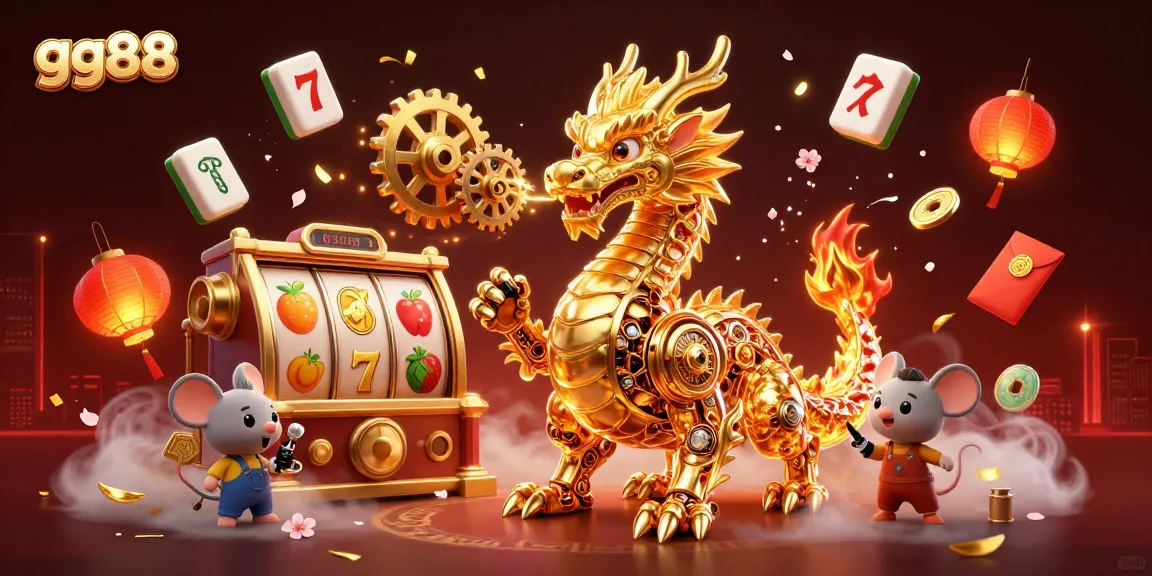 Experience the thrill of gg88 gaming with a golden dragon amidst lavish symbols and excitement.