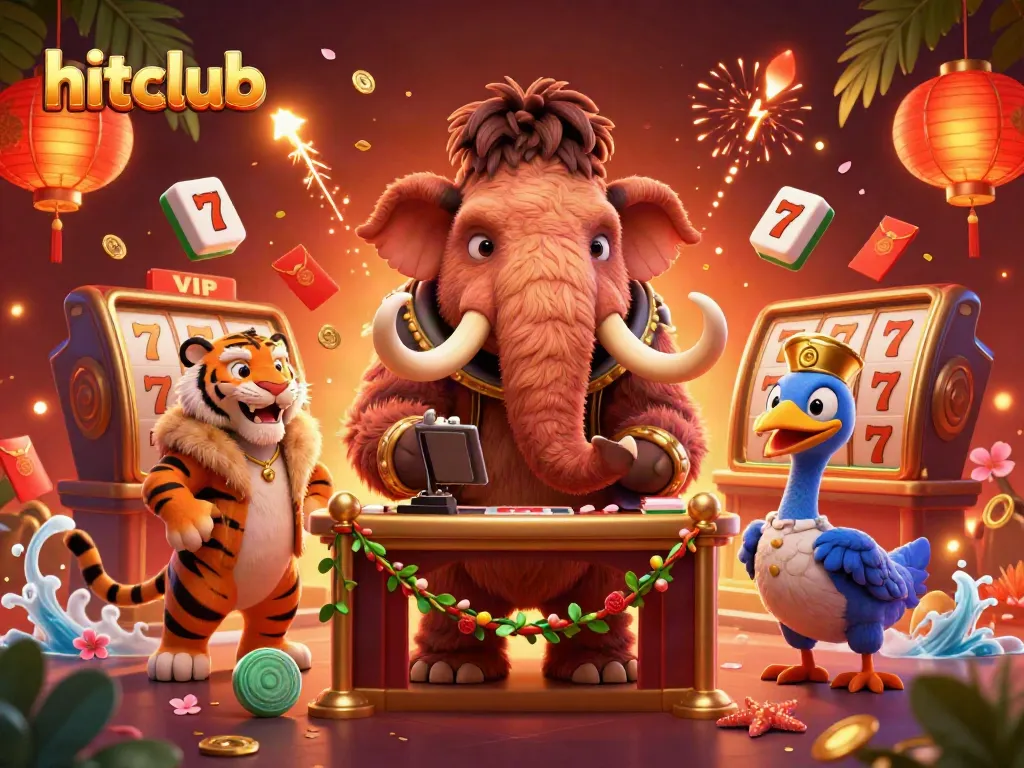 Hitclub: Engage in thrilling gaming action with a vibrant casino scene featuring dynamic characters.