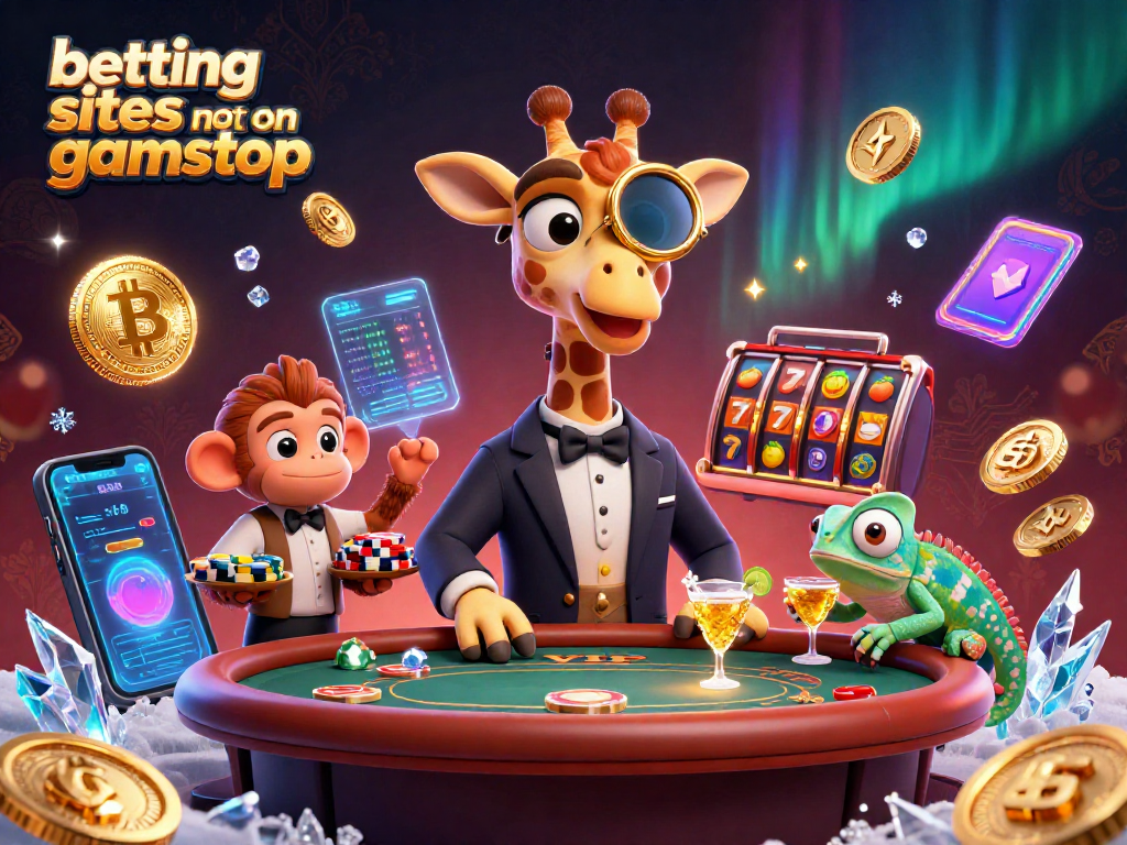 Play exciting games at betting sites not on gamstop featuring a high-roller giraffe, monkey valet, and cocktail-making chameleon.