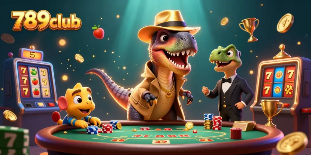 Place bets at 789club's vibrant 3D illustrated blackjack table with animated casino characters.