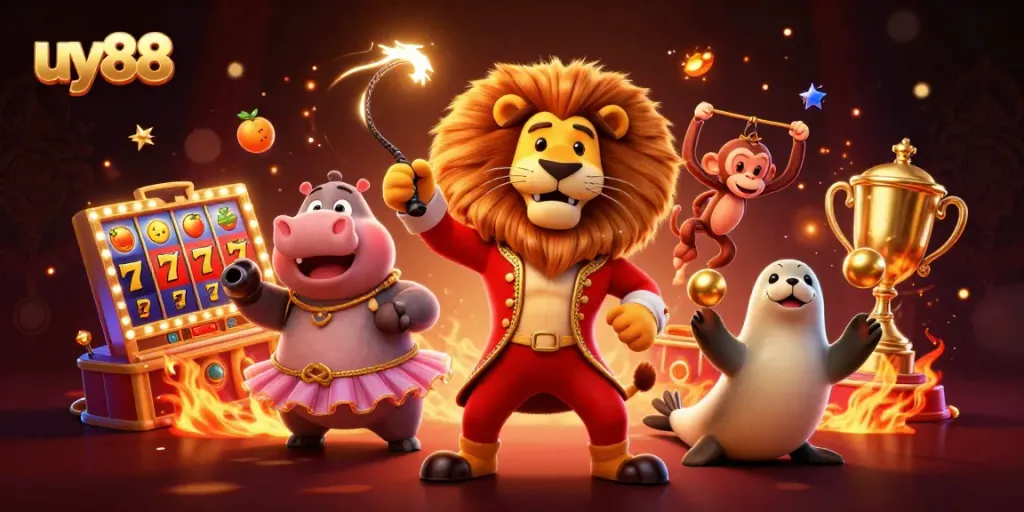 Engage in thrilling adventures at uy88 casino with vibrant characters and dynamic slot reels.