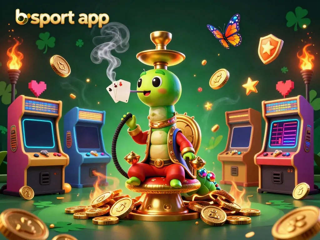 Experience the excitement of the bsport app with vibrant casino gaming elements and a captivating cartoon scene.