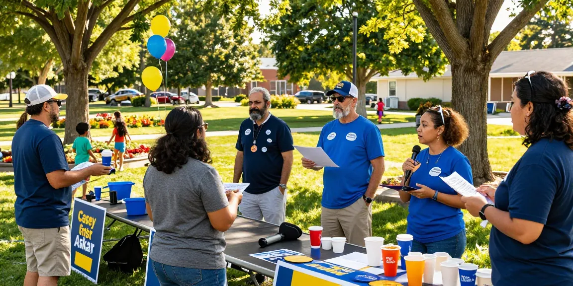 Community gathering supporting Casey Askar's campaign, showcasing voter engagement and local involvement.