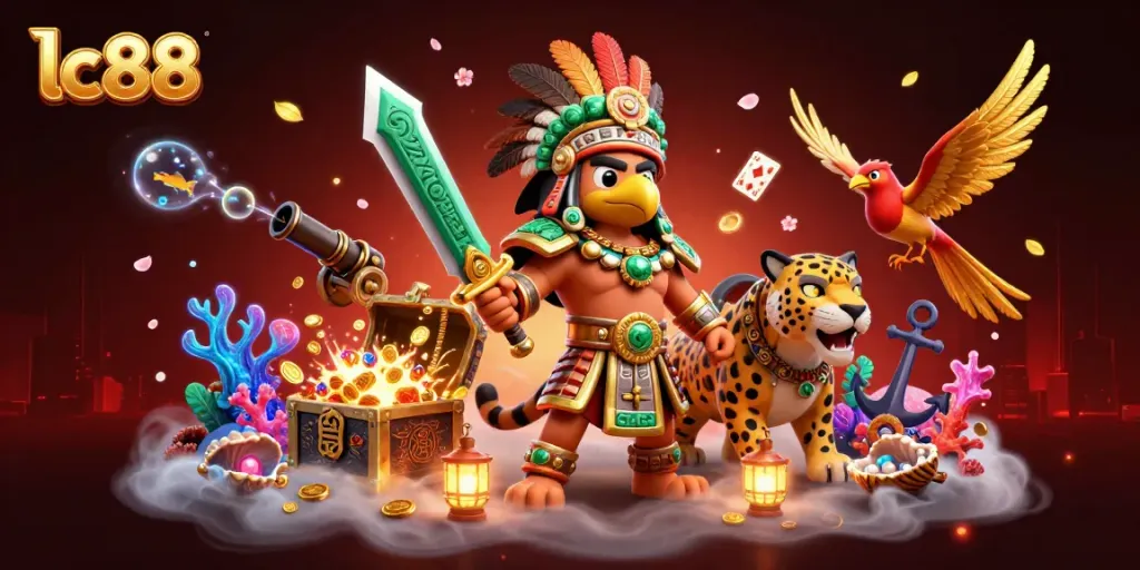 Experience thrilling gameplay at lc88 with a vivid underwater treasure scene and dynamic characters.