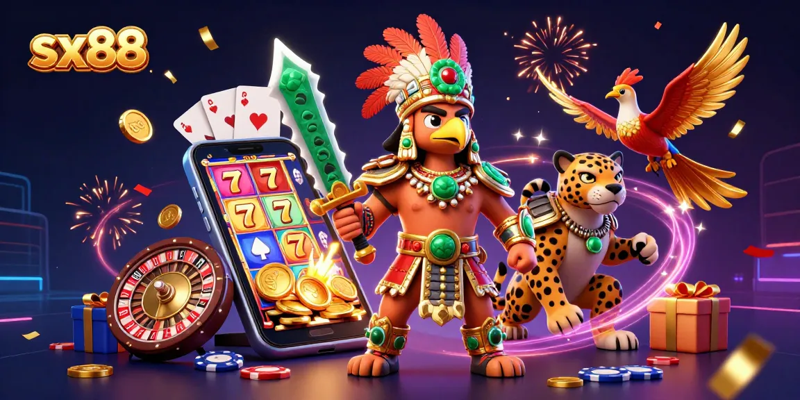 SX88 players enjoy vibrant slot games in a vivid online casino atmosphere filled with excitement.