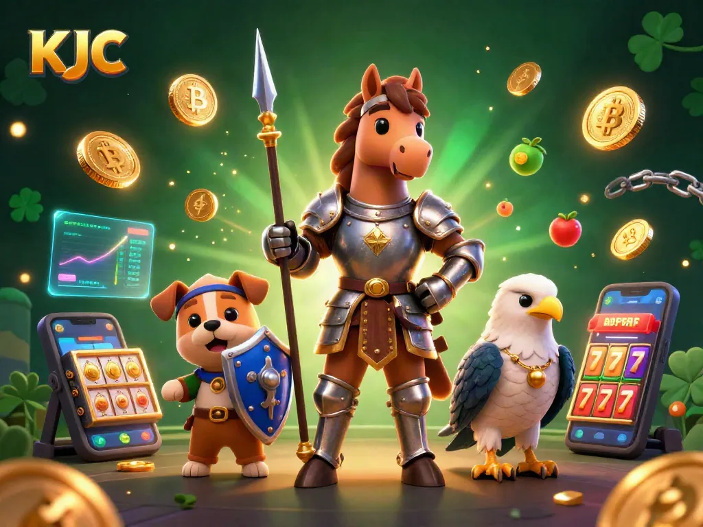 KJC showcases thrilling gaming scenes with animated jackpots and medieval characters, captivating enthusiasts.