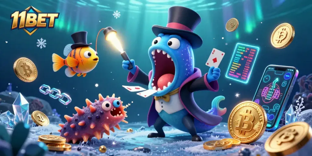 Engage in thrilling gameplay at 11BET with vibrant 3D characters showcasing exciting casino elements.