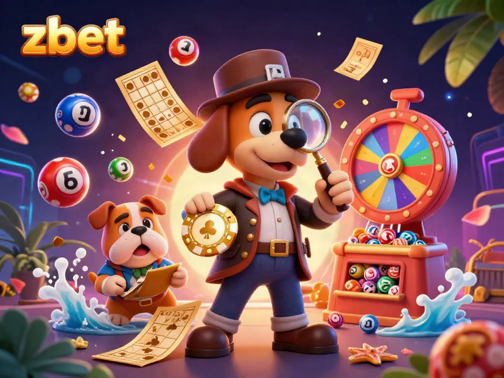 Experience thrilling gameplay with zbet as a detective uncovers poker chip clues amid vibrant casino elements.