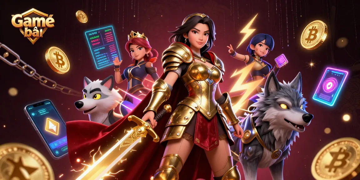 Engage in thrilling Game bài experiences with vibrant 3D characters surrounded by glowing crypto elements.
