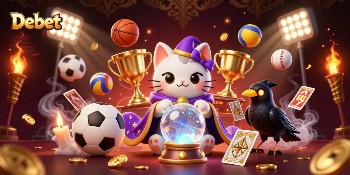 Bet on thrilling sports with Debet's captivating 3D casino illustration art featuring mystical characters.