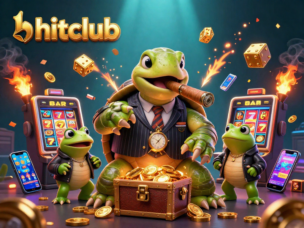 Win big in hitclub with a vibrant casino scene featuring a mobster turtle and enforcers!