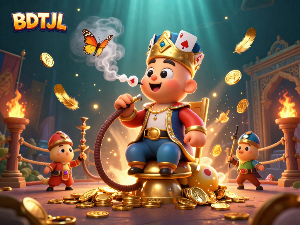 Experience BDTJL as the caterpillar master and treasures swirl in a vibrant casino scene.
