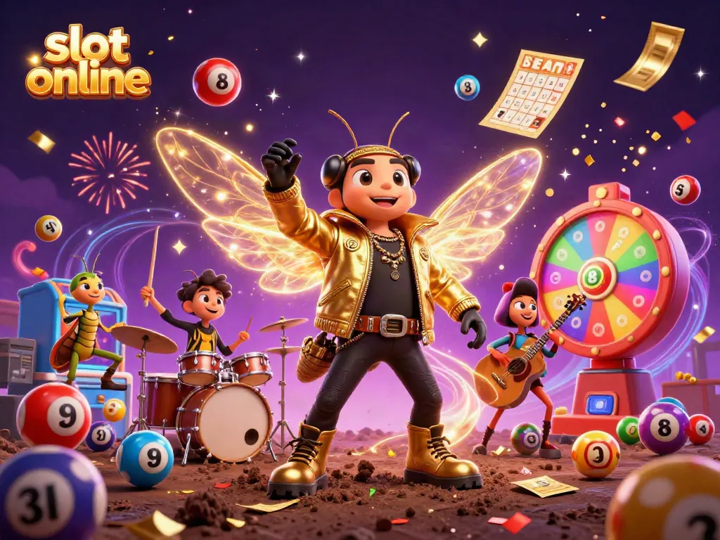 Spin and win with dynamic slot online scene featuring cartoon characters and colorful game elements.