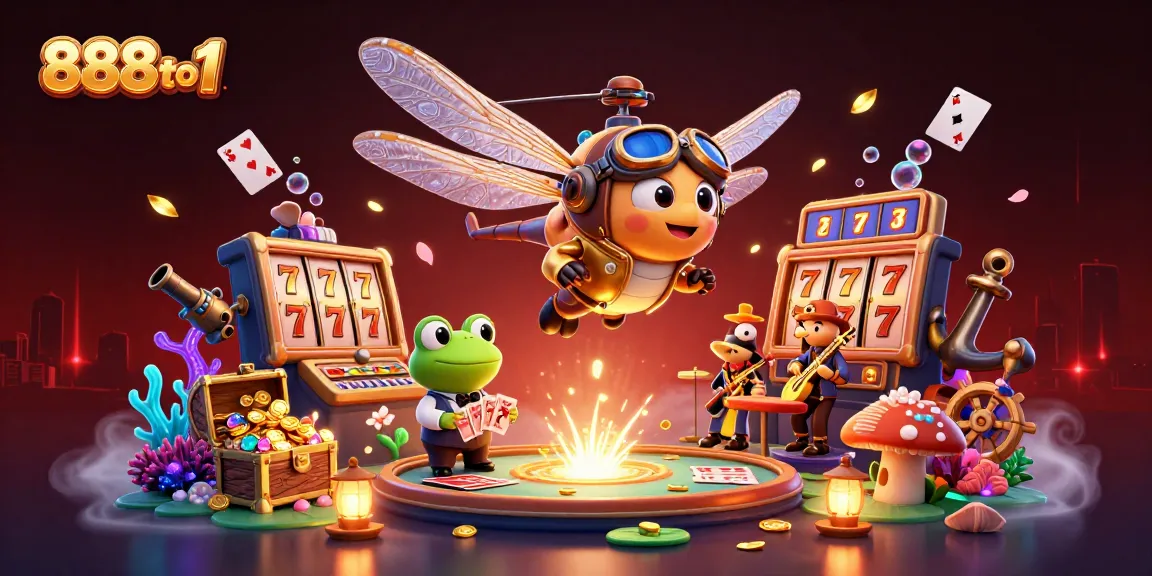 Experience the thrill of 888to1 with vibrant casino elements and engaging characters in a dynamic scene.