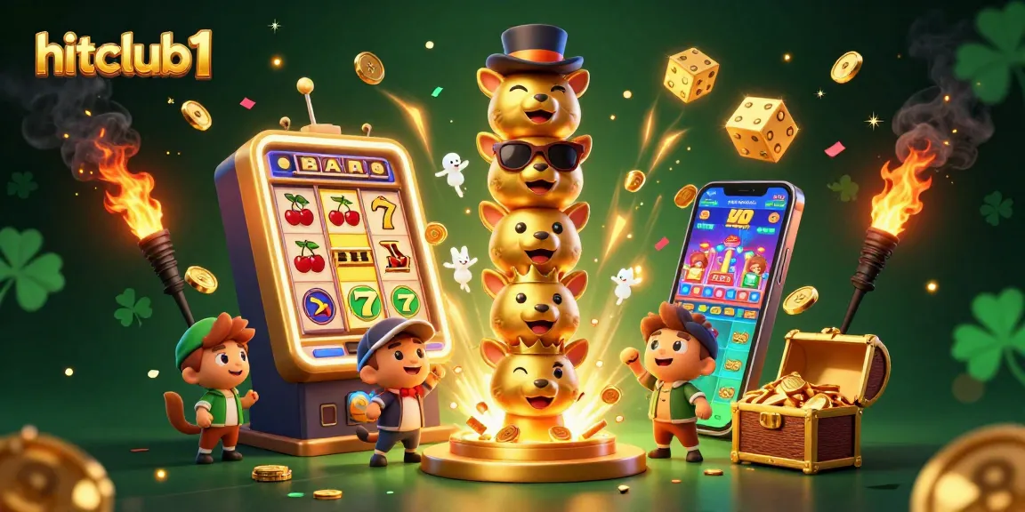 Experience the excitement of hitclub1 with vibrant casino-themed characters and a jackpot explosion!