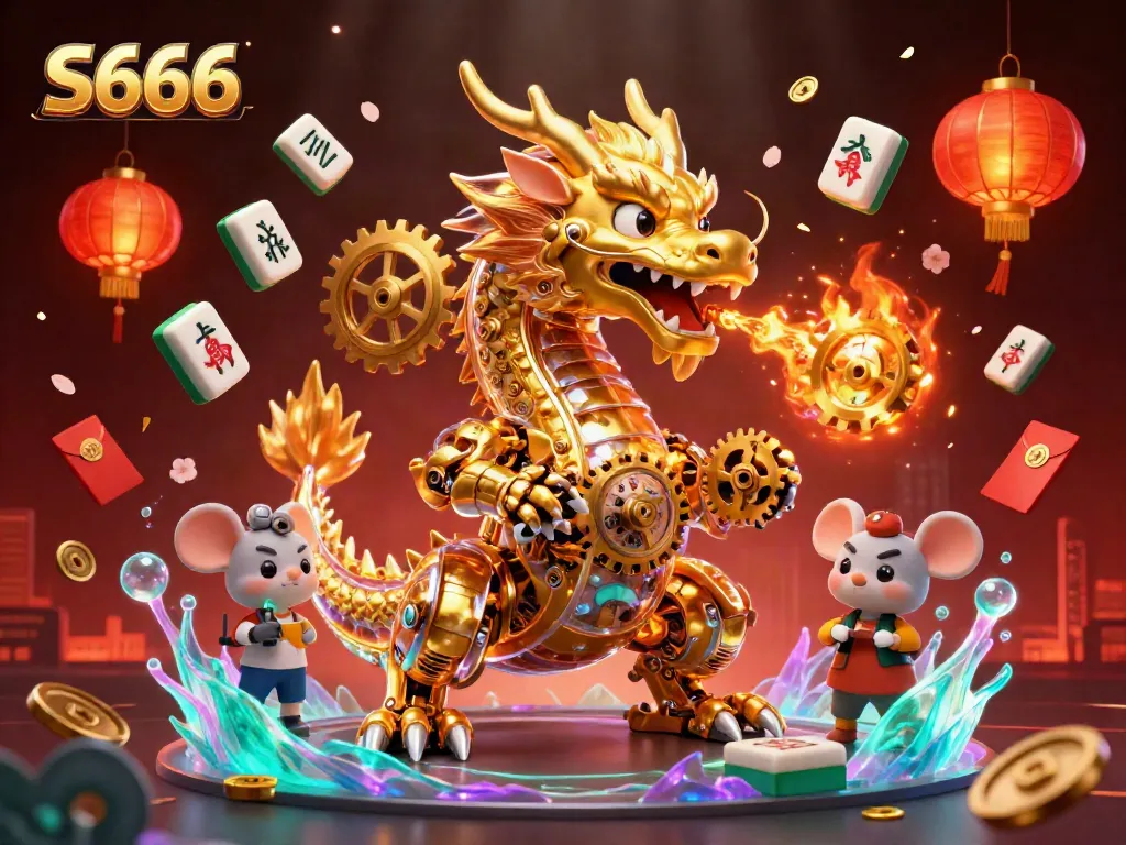 Experience thrilling gameplay at S666 with a striking golden dragon and vibrant casino elements