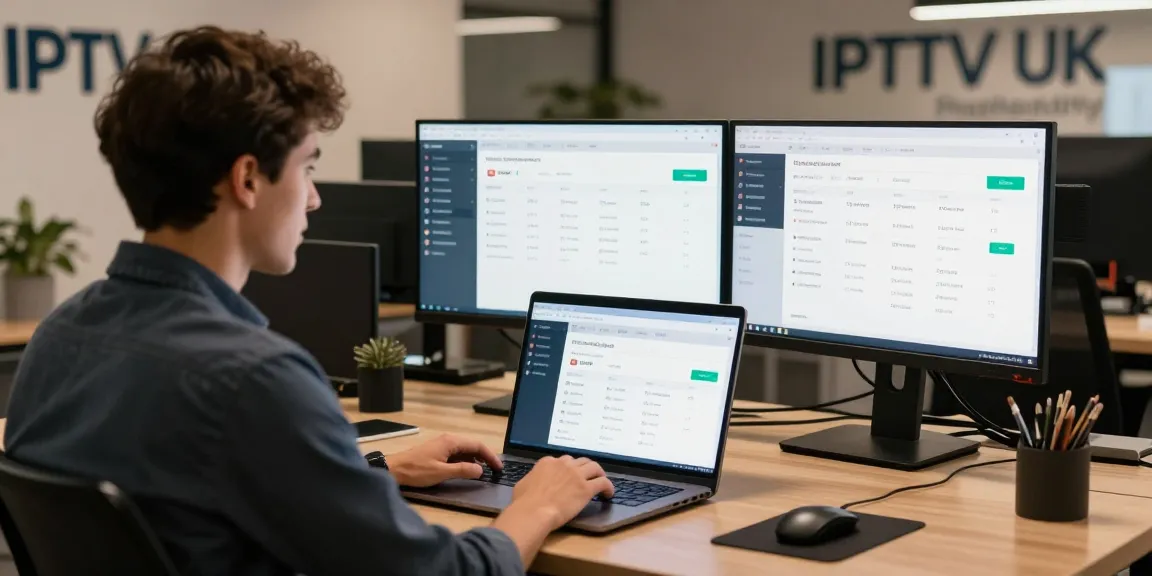 IPTV UK reseller using a professional dashboard to manage subscriptions as a trusted provider.