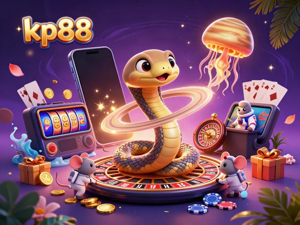 Experience the thrill of kp88 with astronauts placing bets on cosmic roulette in this vibrant casino scene.
