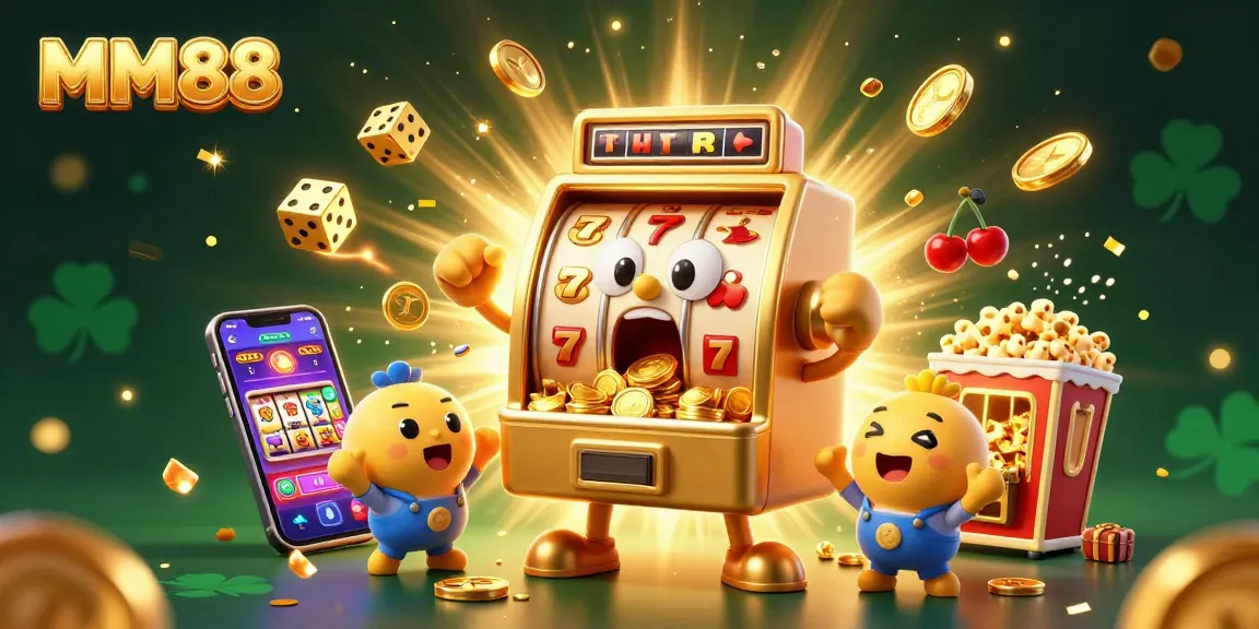 Experience thrilling jackpots with MM88's dynamic casino scene featuring golden slot machines.