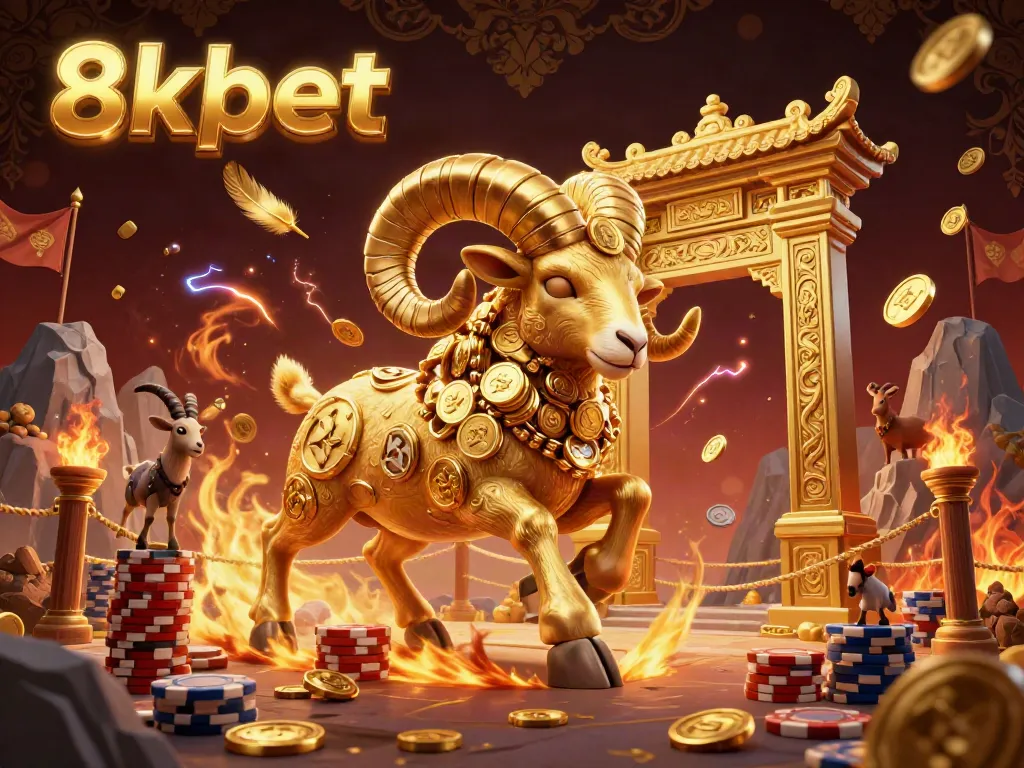 Experience thrilling action with 8xbet's dynamic online gaming scene featuring a golden ram.