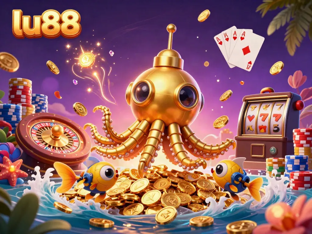 Experience thrilling wins at lu88 with vibrant 3D creations of golden treasures and dynamic casino elements.