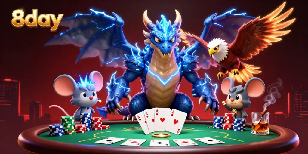 Experience the thrill of 8day gaming with dynamic characters and vibrant casino elements.
