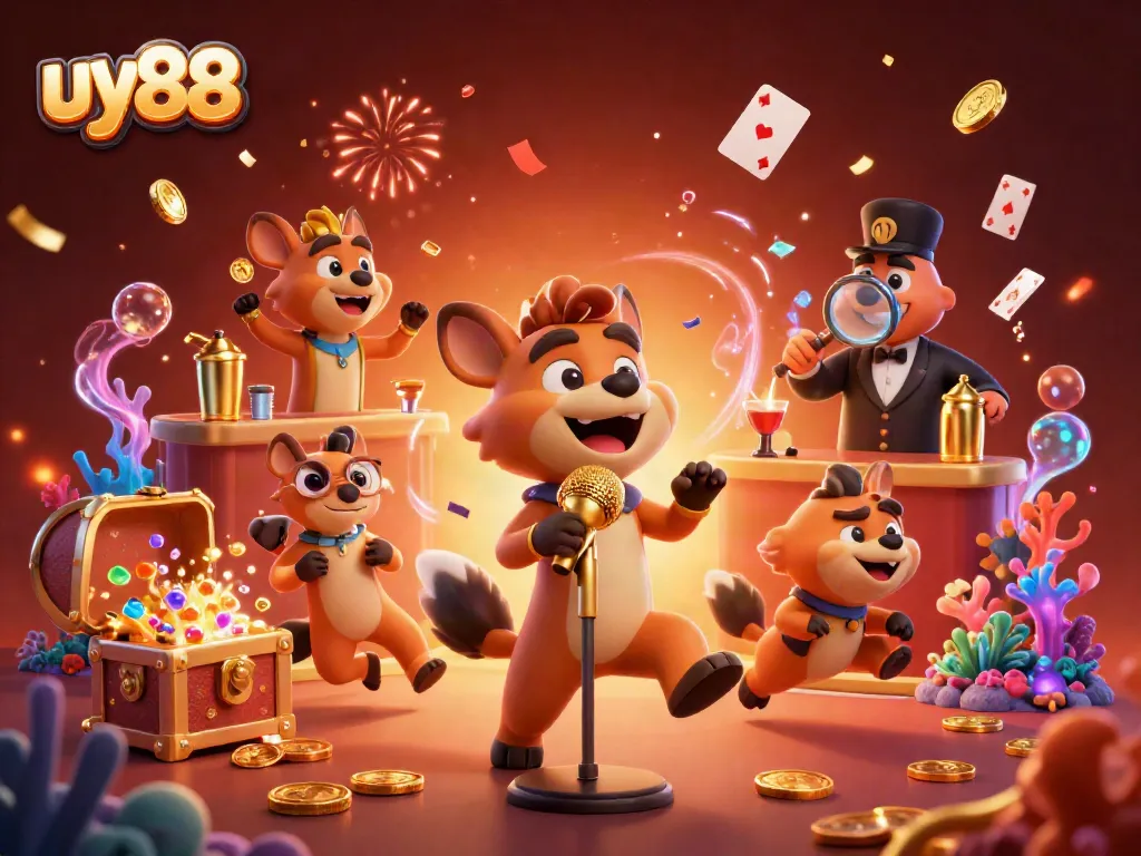 Participate in games at uy88's vibrant comedy casino club featuring hyenas and underwater treasures.