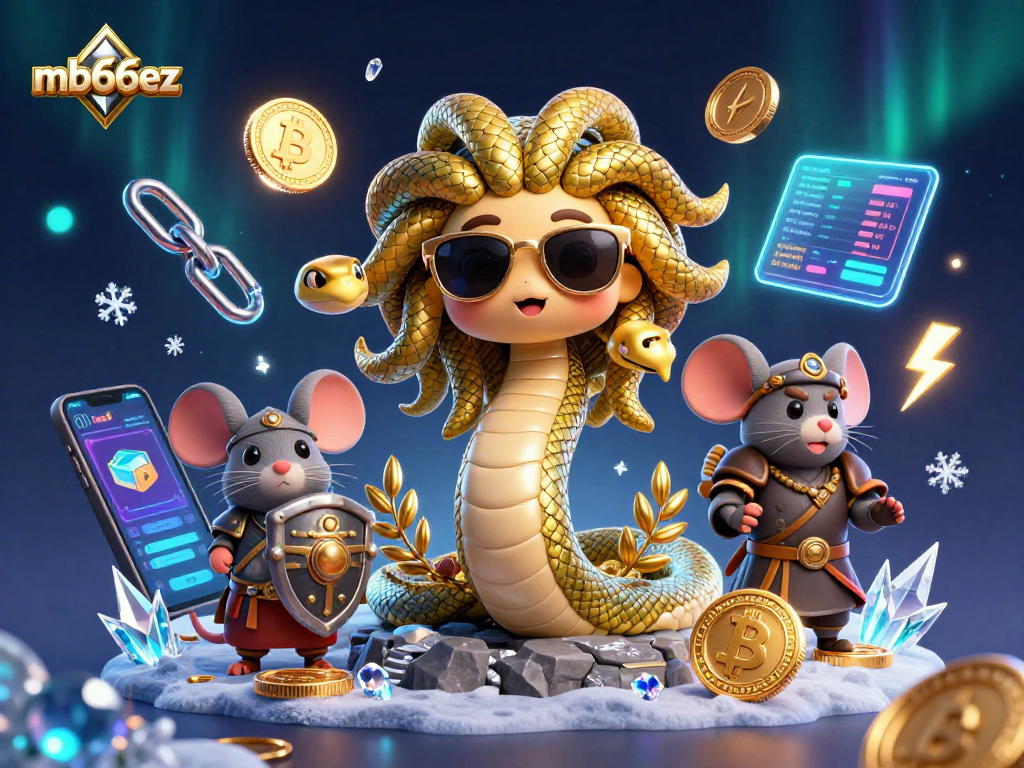 Spin and win with mb66ez featuring Medusa and crypto elements in this vibrant casino scene.