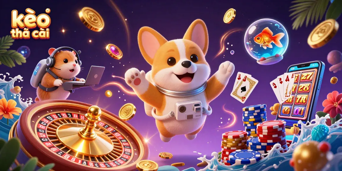 Engage with kèo nhà cái through a vibrant, dynamic casino scene showcasing fun characters and thrilling gaming action.