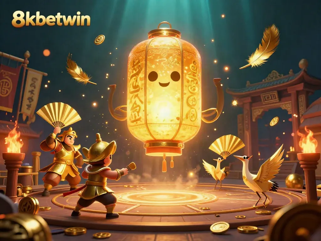 Experience vibrant gaming action with 8xbetwin, showcasing golden lanterns and dynamic casino elements.