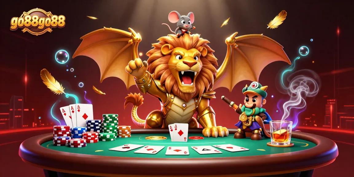 Experience the excitement of go88go88 with a triumphant chimera at a dynamic poker scene.
