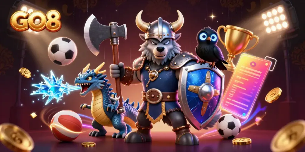 Experience thrilling gameplay with GO8, featuring Viking warriors and dynamic sports elements.