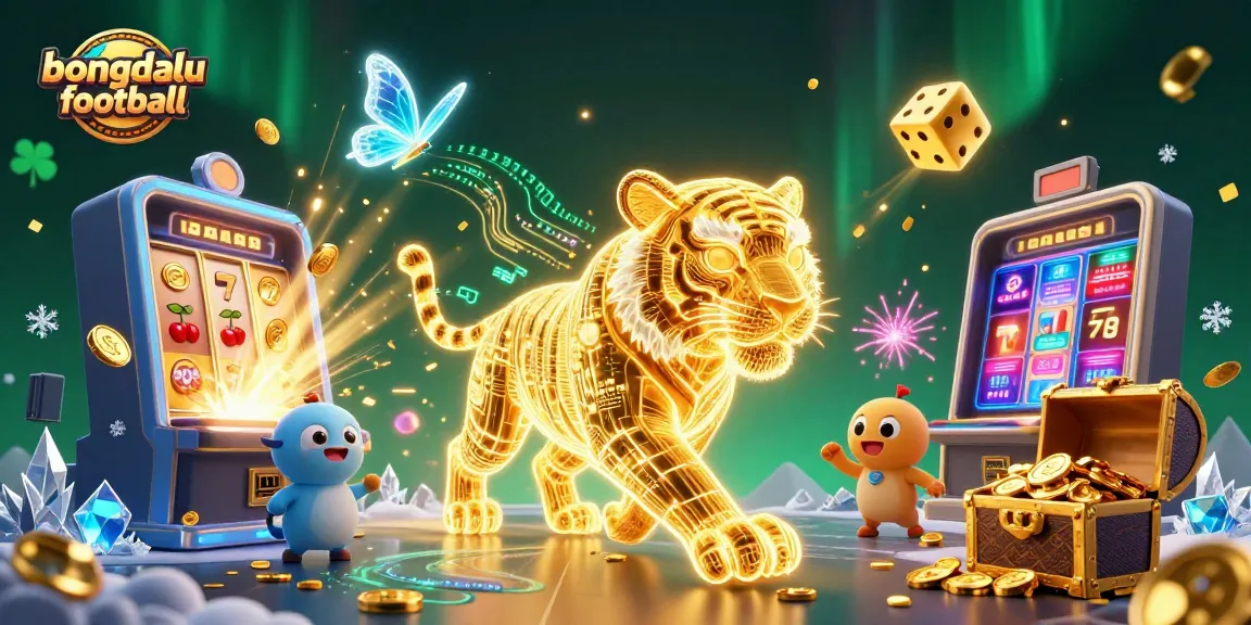 Experience the thrill of bongdalu football with a neon-wireframe tiger in a vibrant digital casino.