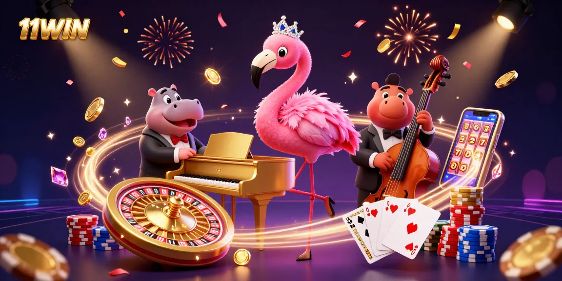 Experience the excitement of winning at 11WIN with dynamic casino art showcasing vibrant characters.