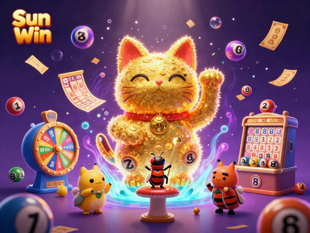 Spin the luck in exciting Sun Win games surrounded by vibrant casino elements and joyful energy.