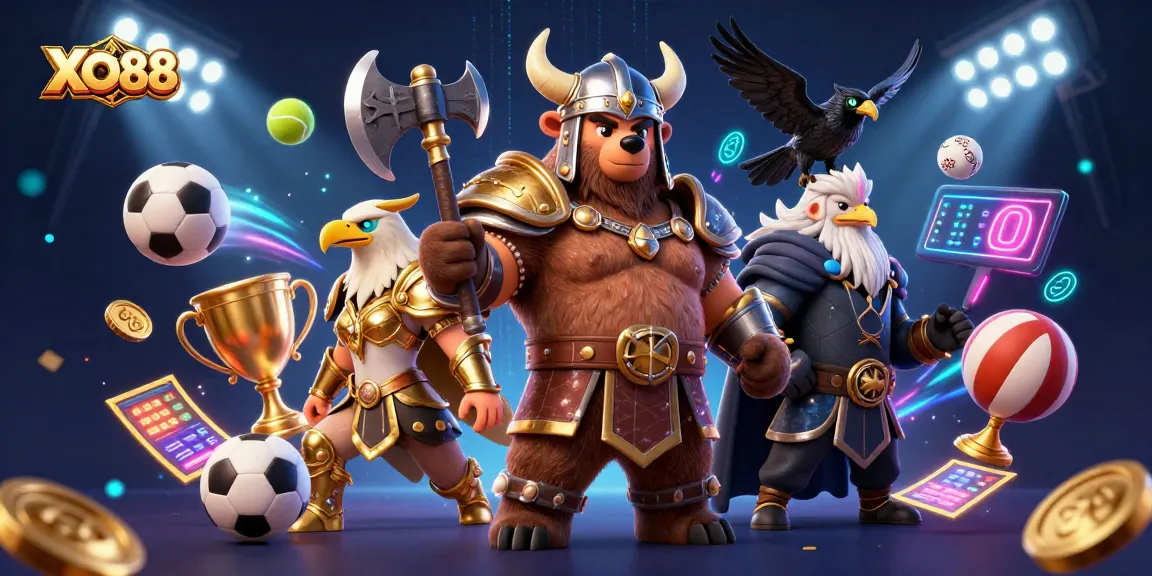 Engage in thrilling gameplay with XO88, featuring a valiant Viking and Valkyrie in action!