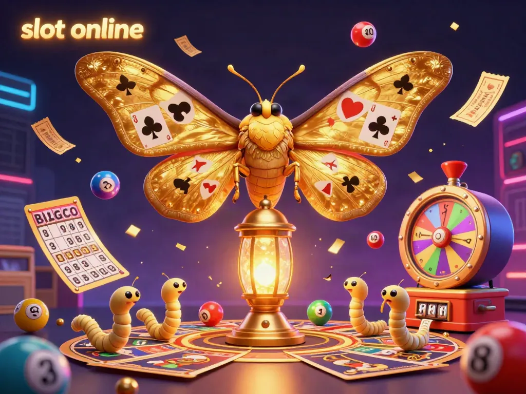 Engage in slot online excitement with a magical moth guiding you through vibrant casino themes.