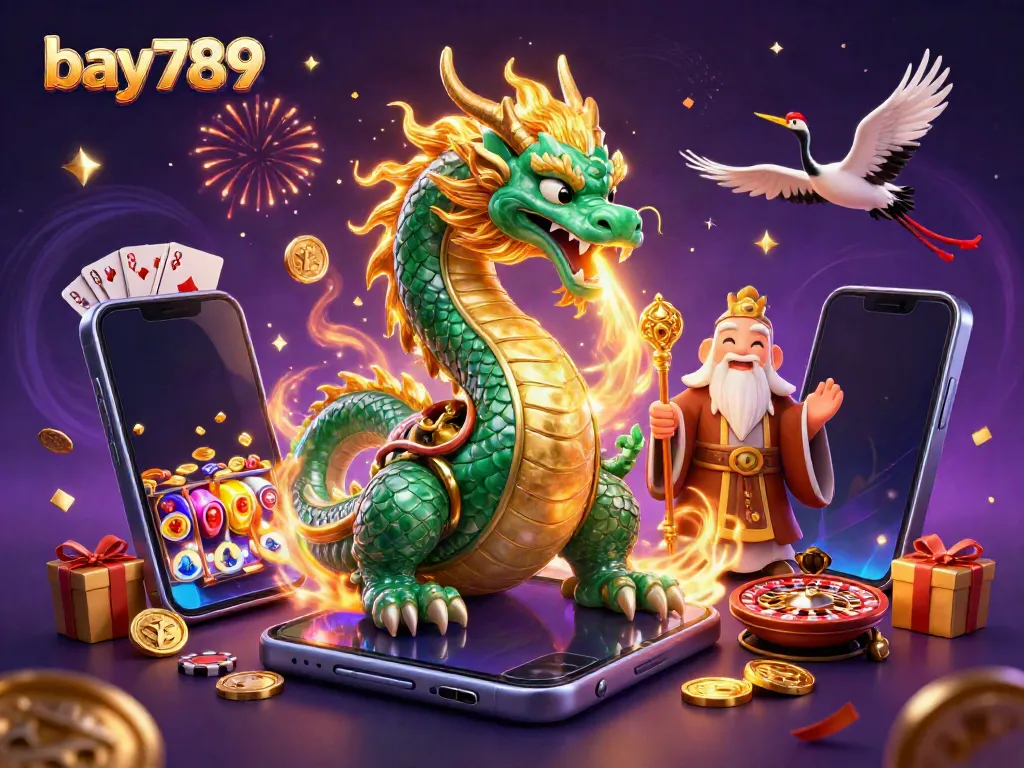 Experience exciting gameplay at bay789 with a vibrant illustration of action-packed casino themes.