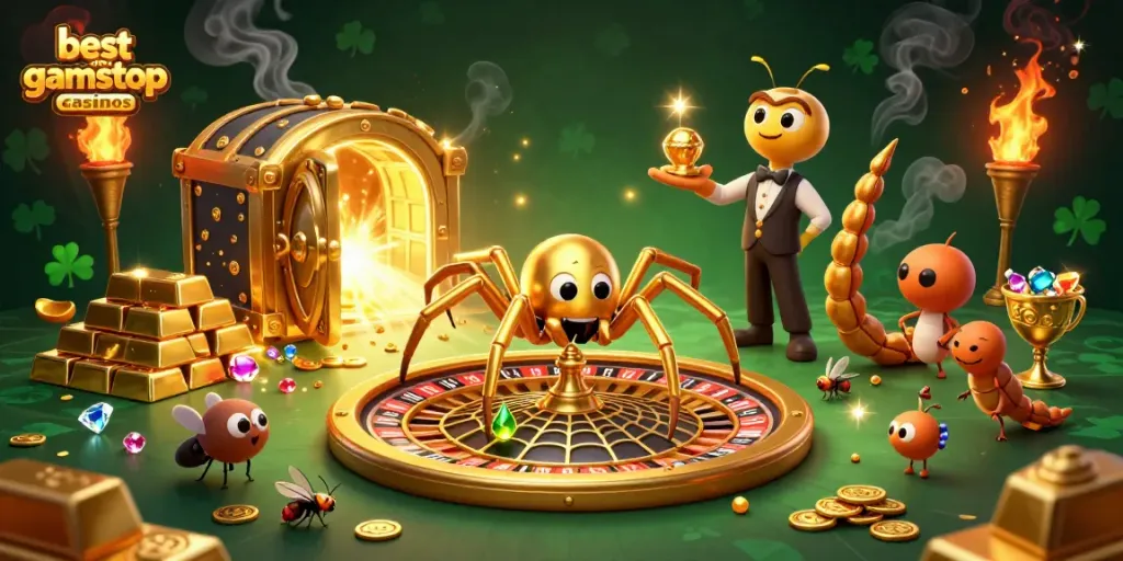 Experience the thrill at the best non gamstop casinos with our exciting illustration of gaming and luck.