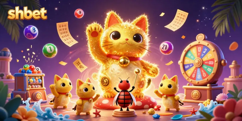 Experience shbet's vibrant casino atmosphere with a lucky cat and dynamic gaming elements.