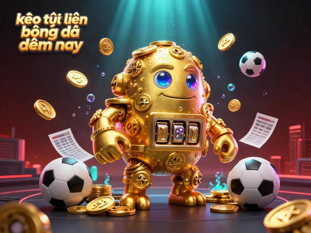Engage in kèo trực tuyến bóng đá đêm nay with vibrant sports betting scene featuring a golden golem and dynamic elements.