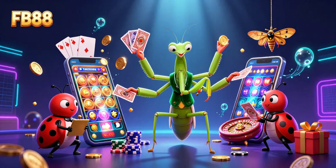 Engage with FB88 in a vibrant casino scene showcasing dynamic characters and thrilling gaming elements.