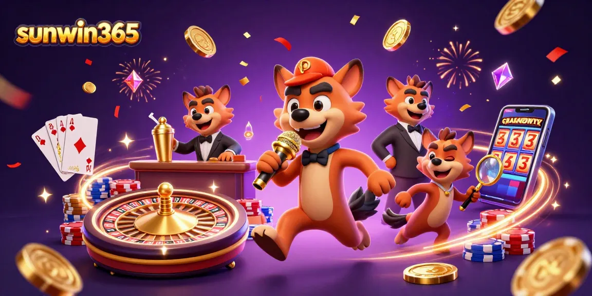 Experience the excitement of sunwin365 with hilarious hyenas in a vibrant casino club scene.