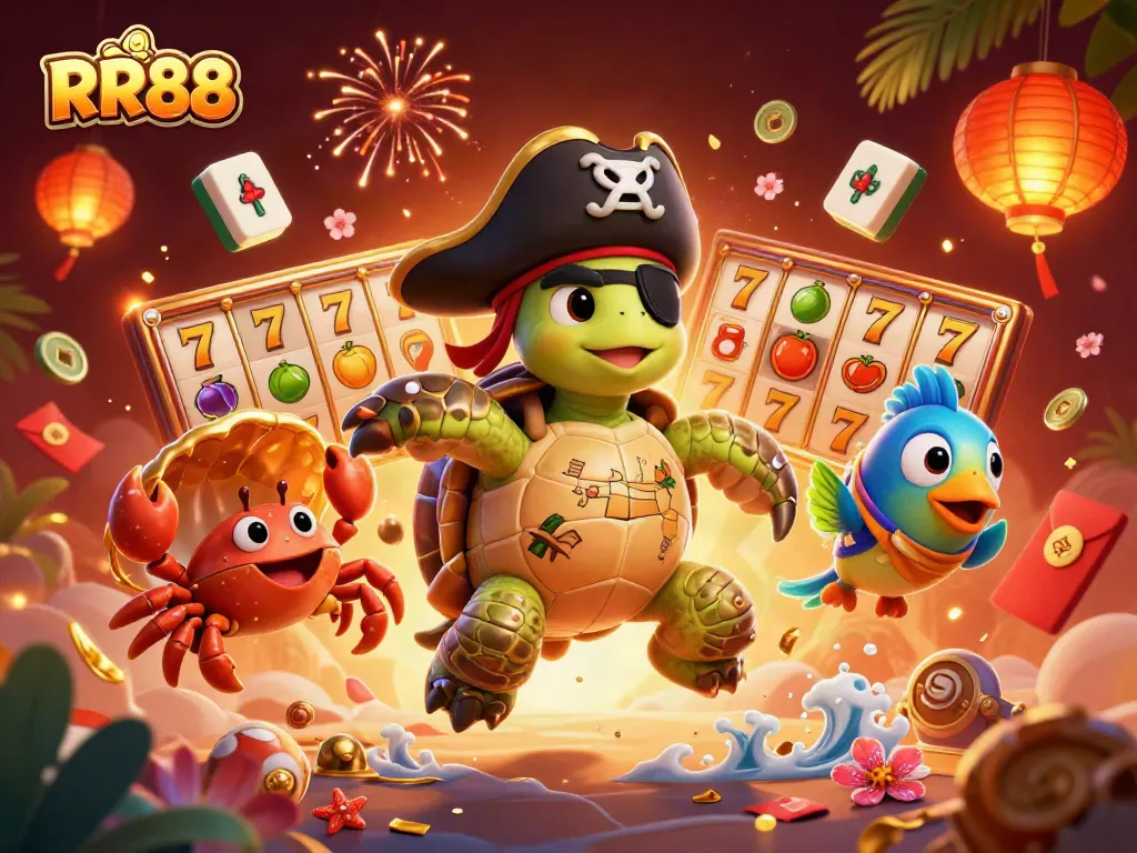Experience thrilling jackpot excitement with RR88's vibrant 3D casino scene featuring dynamic characters and game elements.